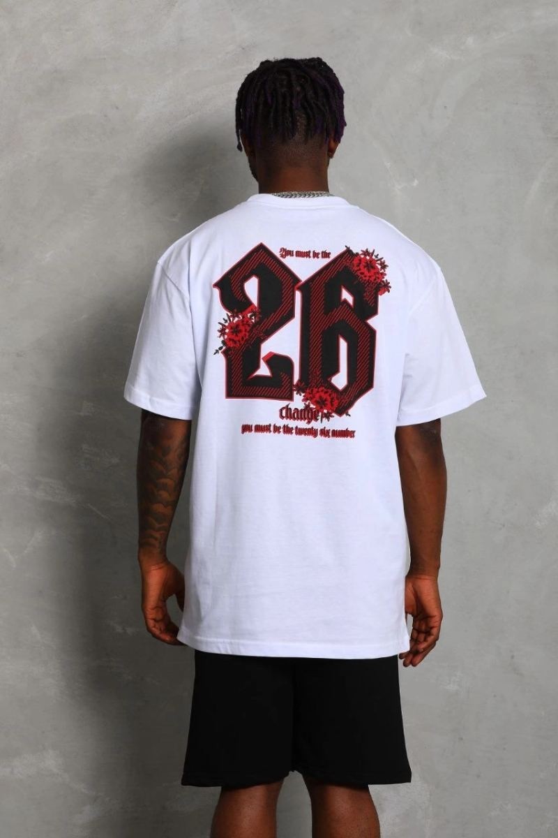 Fantastik Store Erkek Baskılı Tişört Kısa Kol Bisiklet Yaka Oversize T-Shirt - Beyaz görsel 2