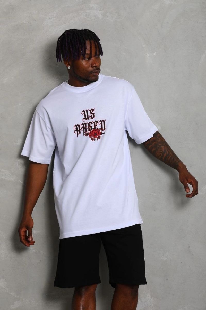 Fantastik Store Erkek Baskılı Tişört Kısa Kol Bisiklet Yaka Oversize T-Shirt - Beyaz görsel 4