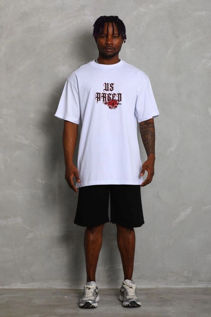 Fantastik Store Erkek Baskılı Tişört Kısa Kol Bisiklet Yaka Oversize T-Shirt - Beyaz görsel 5