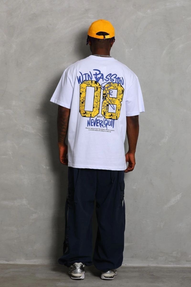 Fantastik Store Erkek Baskılı Tişört Kısa Kol Bisiklet Yaka Oversize T-Shirt - Beyaz görsel 2