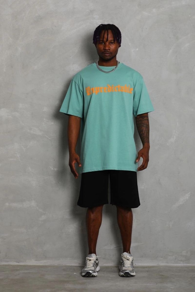 Fantastik Store Erkek Baskılı Tişört Kısa Kol Bisiklet Yaka Oversize T-Shirt - Mint Yeşili görsel 3