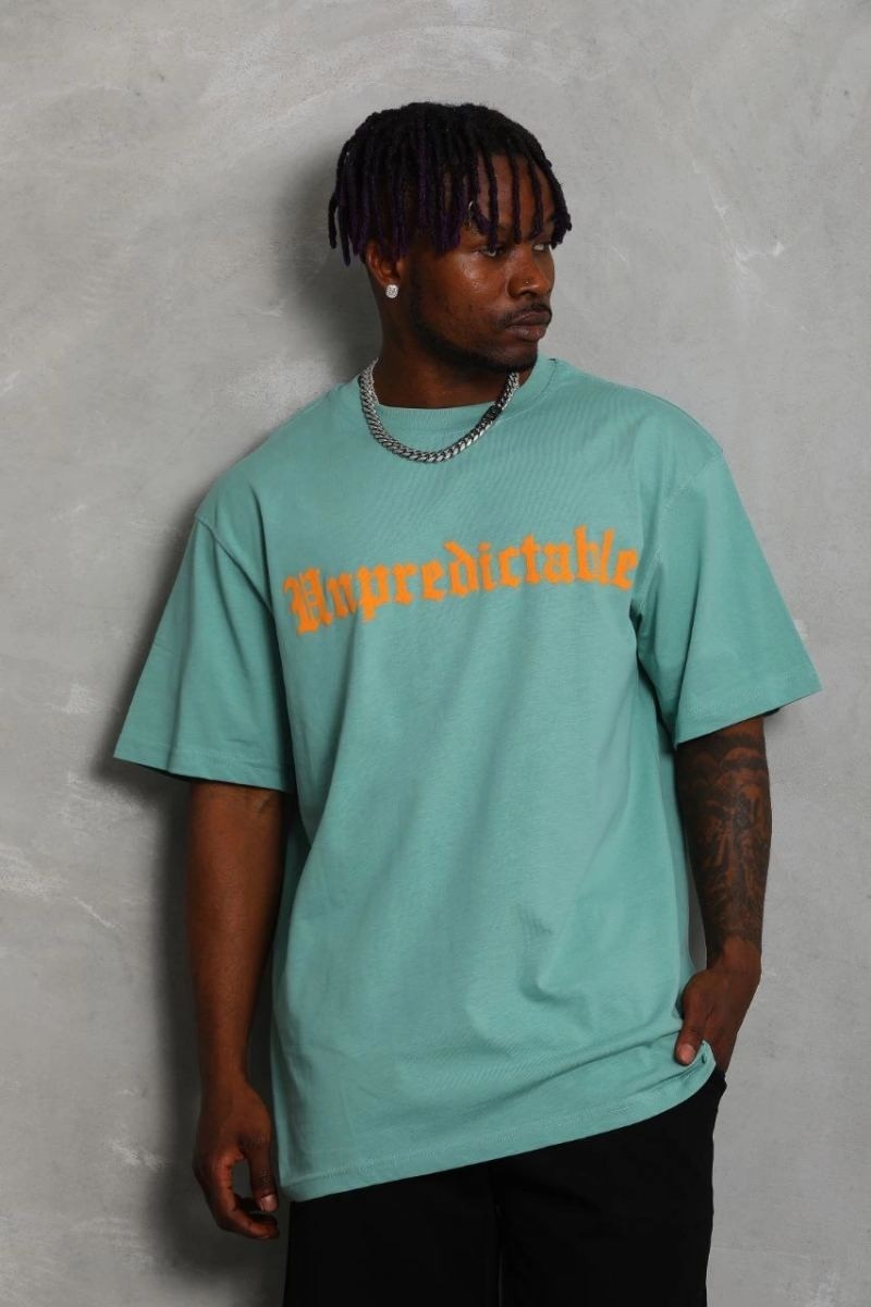 Fantastik Store Erkek Baskılı Tişört Kısa Kol Bisiklet Yaka Oversize T-Shirt - Mint Yeşili görsel 5