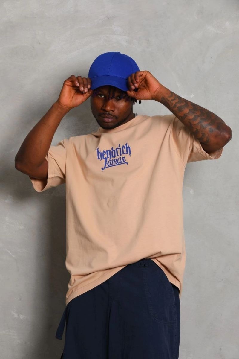 Fantastik Store Erkek Baskılı Tişört Kısa Kol Bisiklet Yaka Oversize T-Shirt - Bej