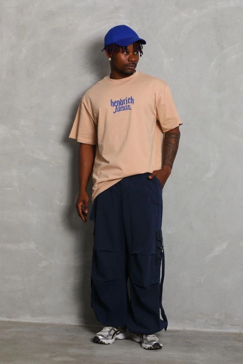 Fantastik Store Erkek Baskılı Tişört Kısa Kol Bisiklet Yaka Oversize T-Shirt - Bej görsel 2