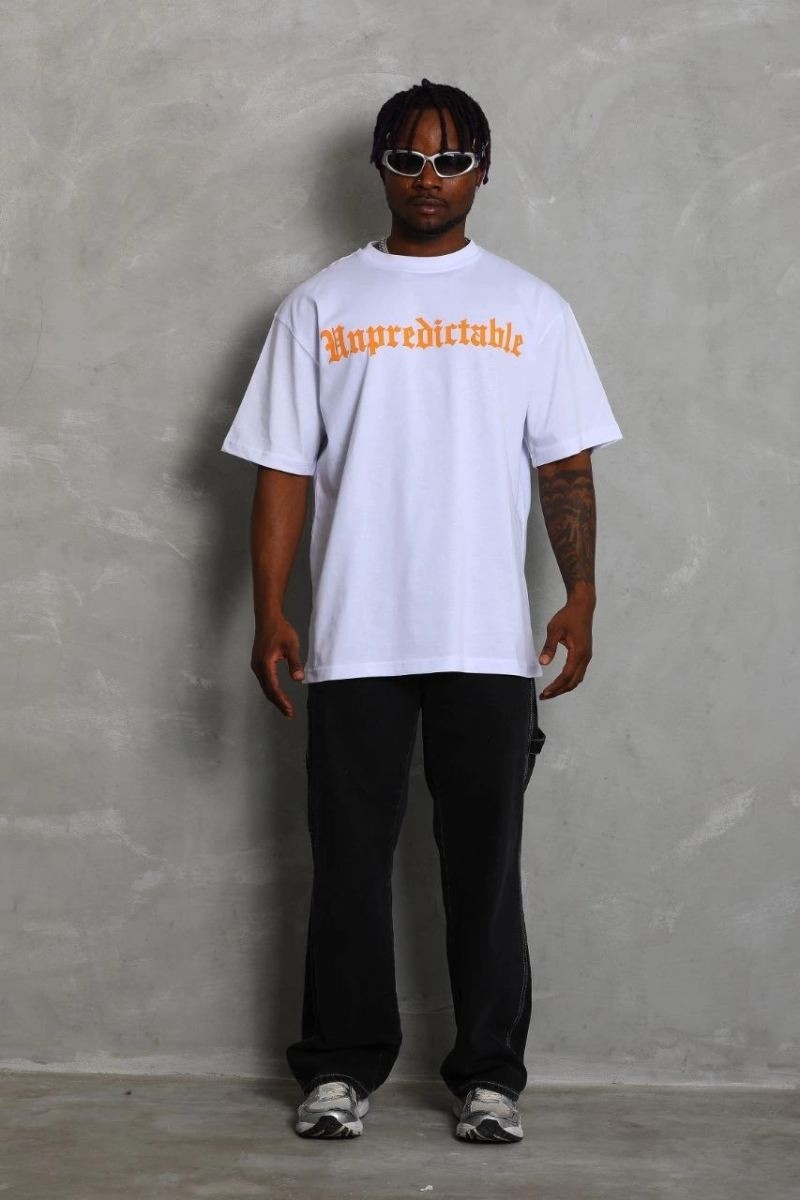 Fantastik Store Erkek Baskılı Tişört Kısa Kol Bisiklet Yaka Oversize T-Shirt - Beyaz görsel 3