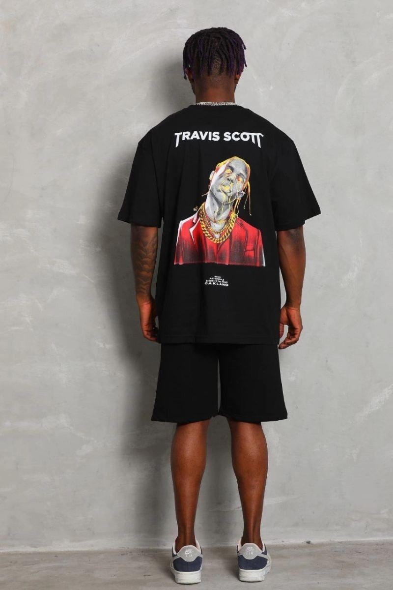 Fantastik Store Erkek Baskılı Tişört Kısa Kol Bisiklet Yaka Oversize T-Shirt - Siyah görsel 5
