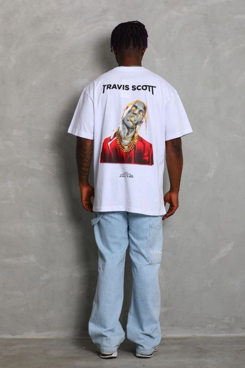 Fantastik Store Erkek Baskılı Tişört Kısa Kol Bisiklet Yaka Oversize T-Shirt - Beyaz görsel 4