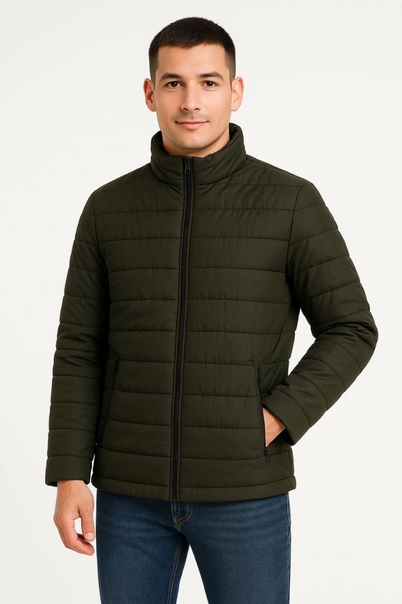 Fantastik Store Erkek Bomber Mont Su Itici Kapitone Astarlı Fermuarlı Cepli Ceket - Haki görsel 3