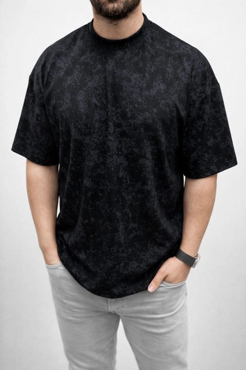Fantastik Store Erkek Premium Tişört Osy Yumuşak Dokulu Yıkamalı Oversize T-Shirt - Siyah görsel 3