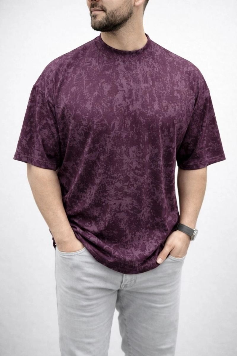 Fantastik Store Erkek Premium Tişört Osy Yumuşak Dokulu Yıkamalı Oversize T-Shirt - Bordo