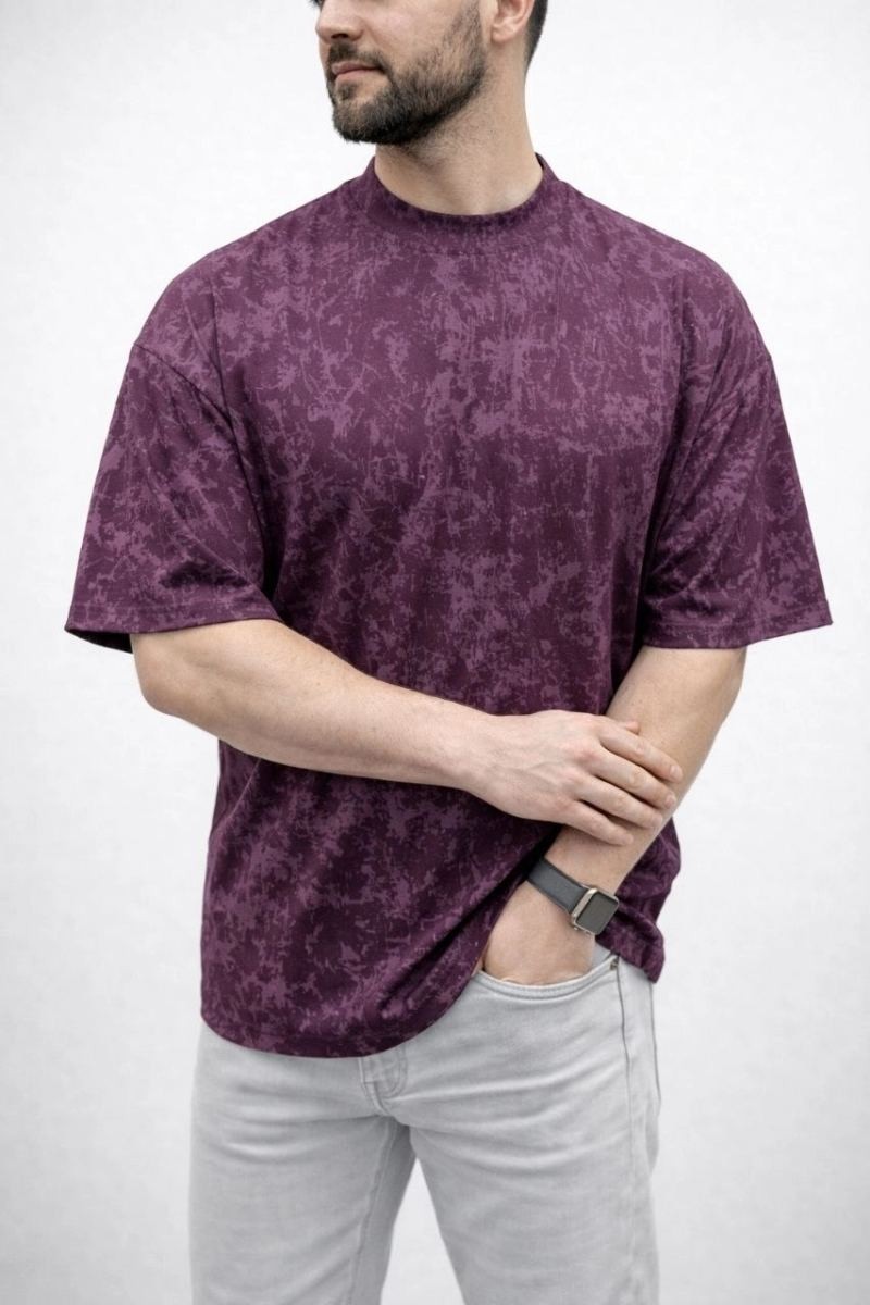 Fantastik Store Erkek Premium Tişört Osy Yumuşak Dokulu Yıkamalı Oversize T-Shirt - Bordo görsel 2