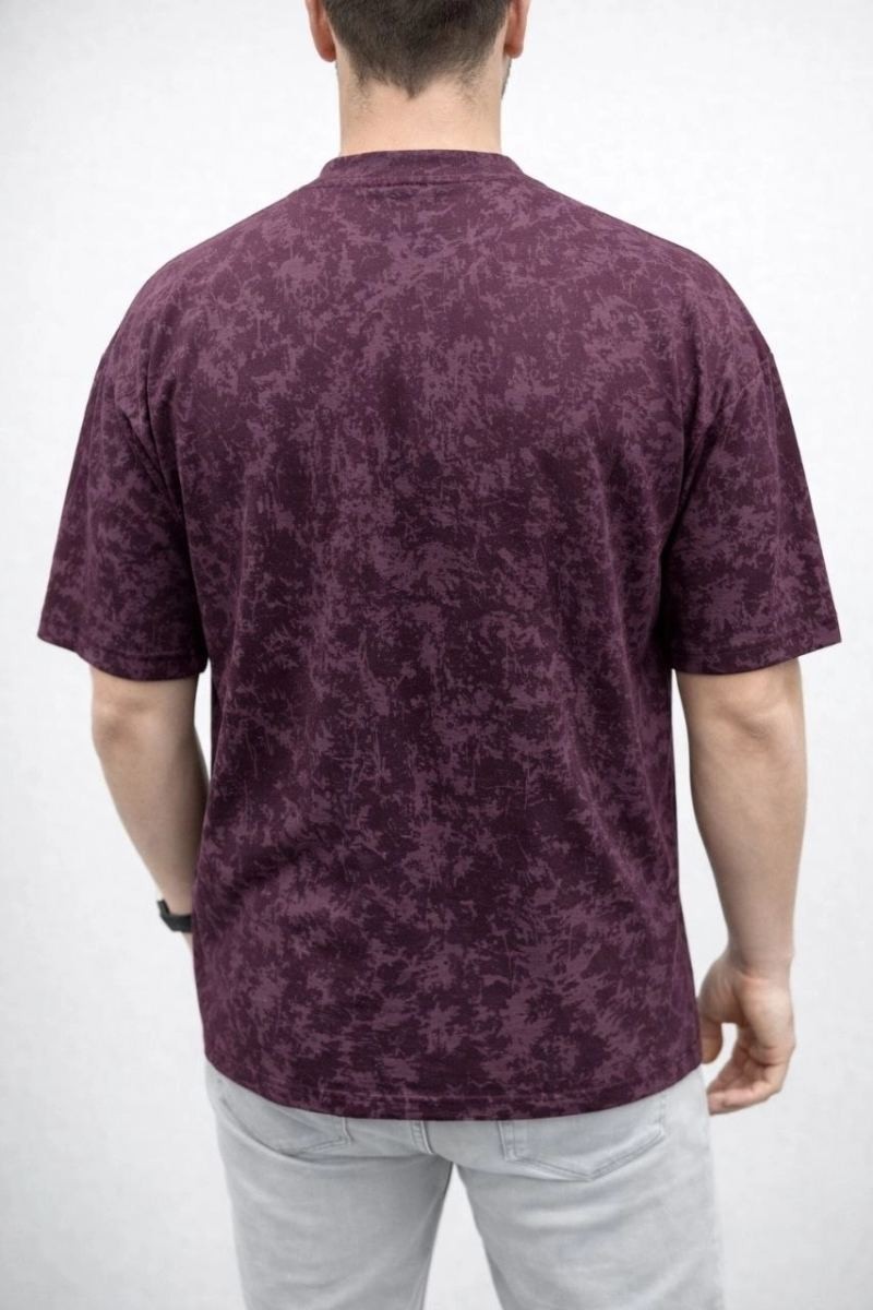 Fantastik Store Erkek Premium Tişört Osy Yumuşak Dokulu Yıkamalı Oversize T-Shirt - Bordo görsel 3
