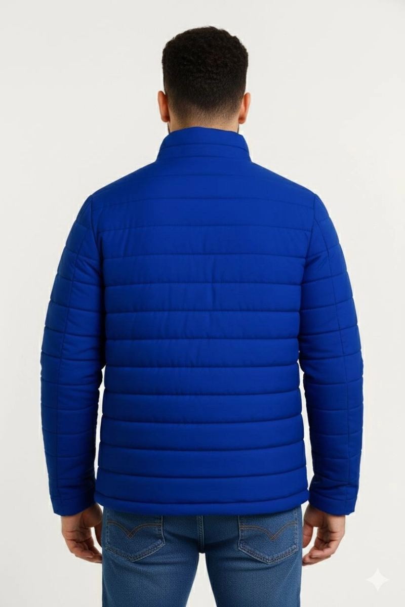 Fantastik Store Erkek Mikro Su Itici Kapitone Baskılı Astarlı Fermuarlı Bomber Mont - Saks Mavisi görsel 3
