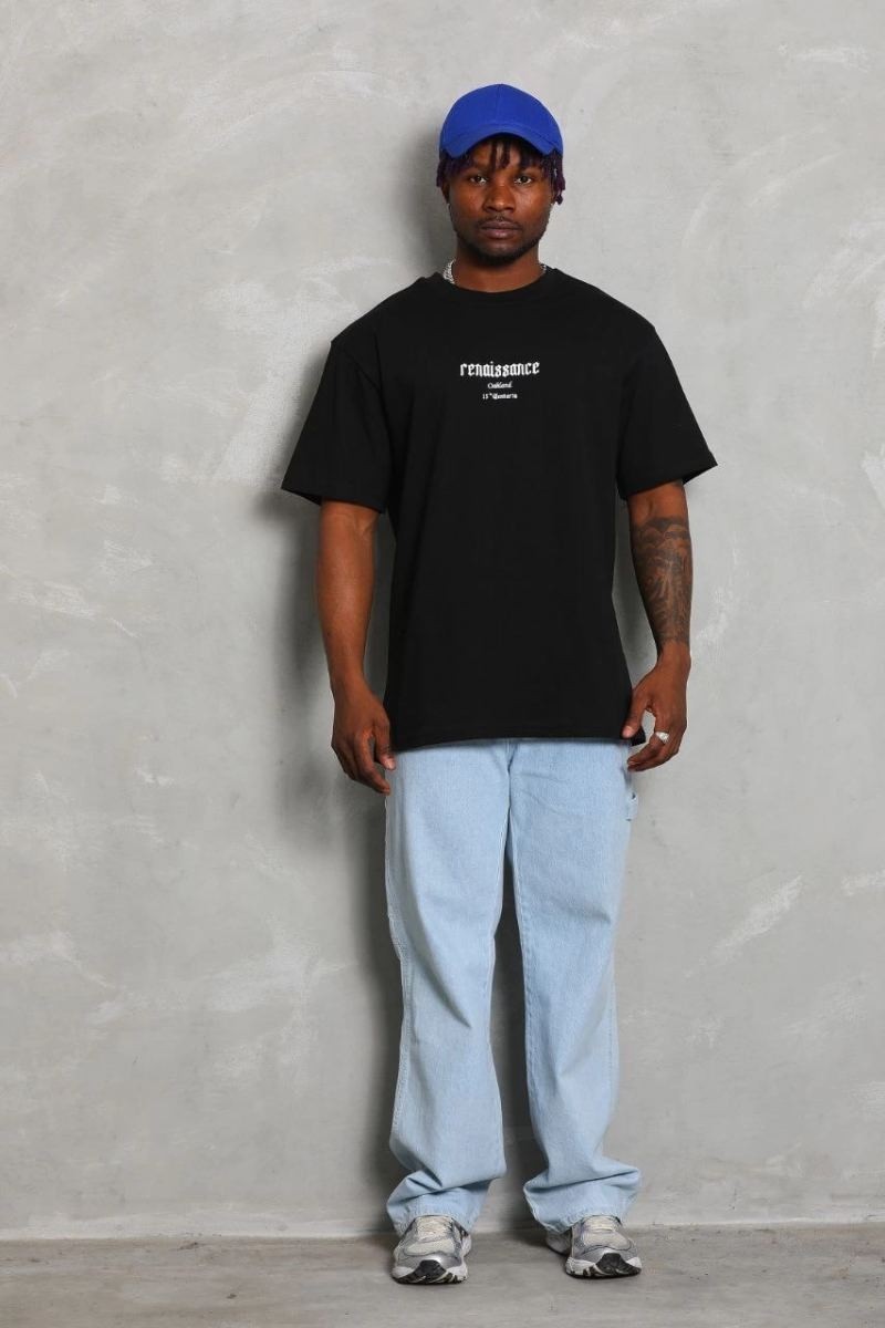 Fantastik Store Erkek Kısa Kol Baskılı Bisiklet Yaka T-Shirt - Siyah görsel 3