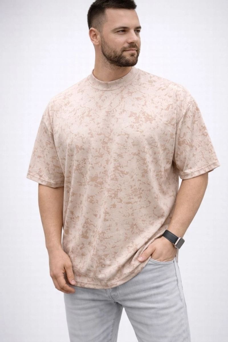 Fantastik Store Erkek Premium Tişört Osy Yumuşak Dokulu Yıkamalı Oversize T-Shirt - Bej