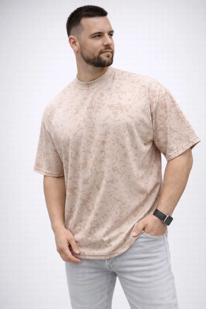 Fantastik Store Erkek Premium Tişört Osy Yumuşak Dokulu Yıkamalı Oversize T-Shirt - Bej görsel 3