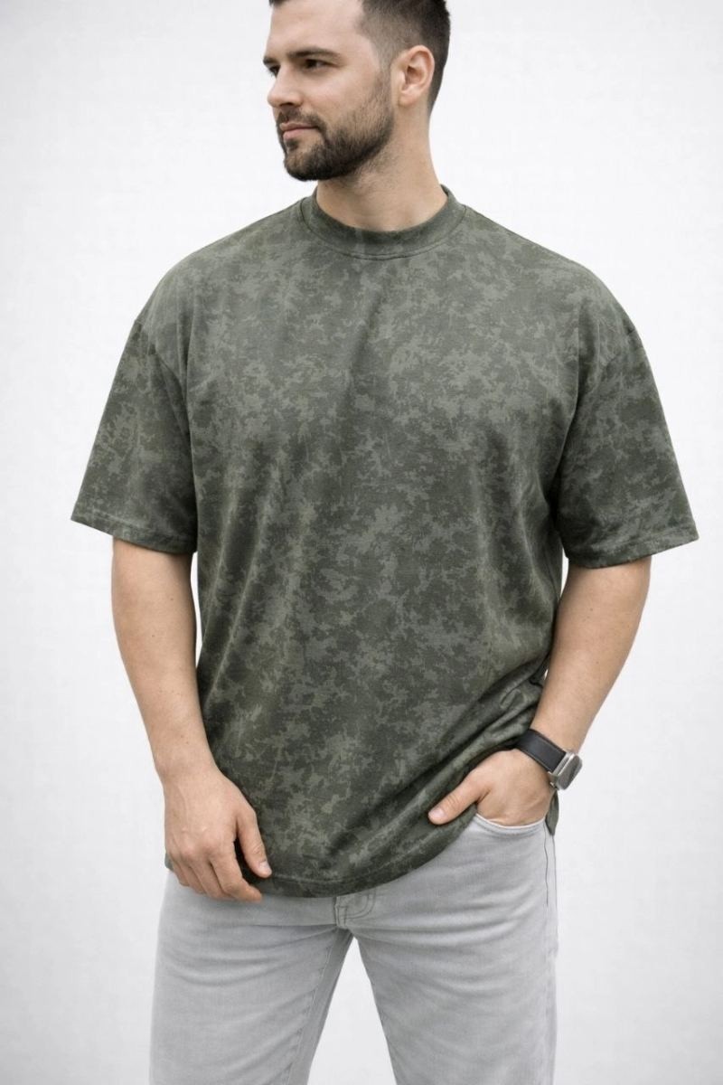 Fantastik Store Erkek Premium Tişört Osy Yumuşak Dokulu Yıkamalı Oversize T-Shirt - Haki