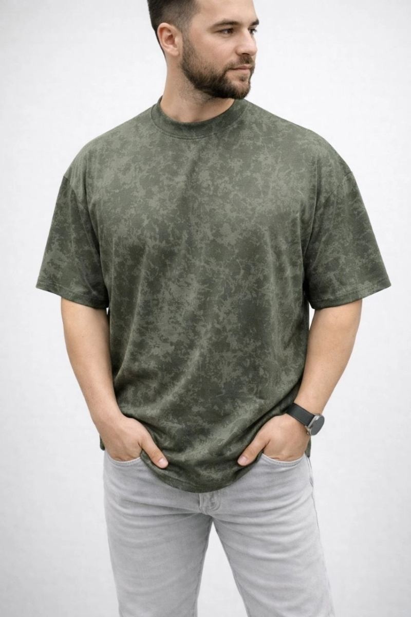 Fantastik Store Erkek Premium Tişört Osy Yumuşak Dokulu Yıkamalı Oversize T-Shirt - Haki görsel 2