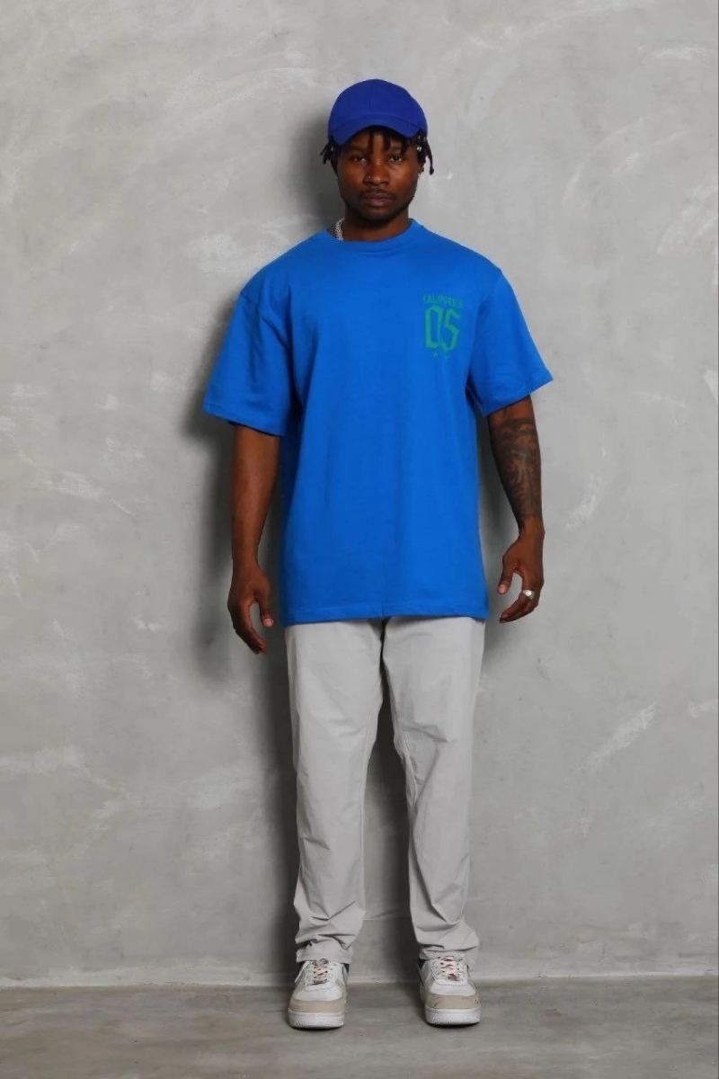 Fantastik Store Erkek Baskılı T-Shirt Kısa Kol Bisiklet Yaka Regular Fit Tişört - Saks Mavisi görsel 2