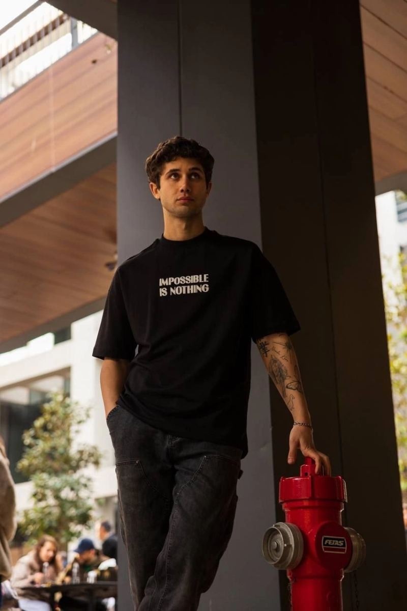 Fantastik Store Erkek Kısa Kol Yazlık Tişört Bisiklet Yaka Baskılı Oversize T-Shirt - Siyah