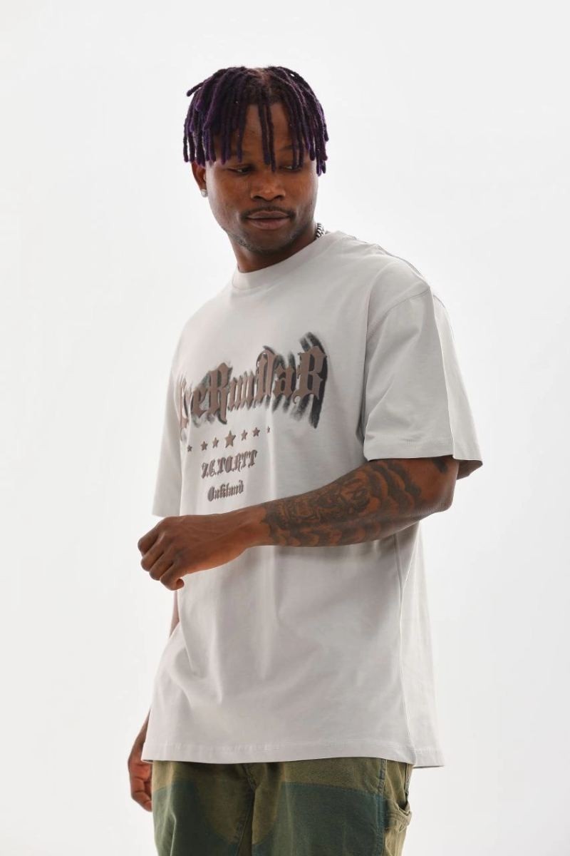 Fantastik Store Erkek Baskılı T-Shirt Kısa Kol Bisiklet Yaka Rahat Kalıp Tişört - Gri görsel 6