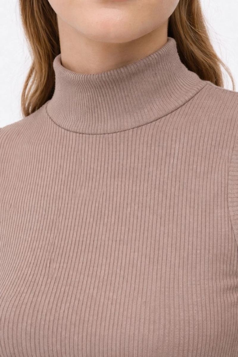 Fantastik Store Kadın Yarım Balıkçı Yaka Fitilli Kaşkorse Atlet Basic Şık Badi - Bej görsel 2