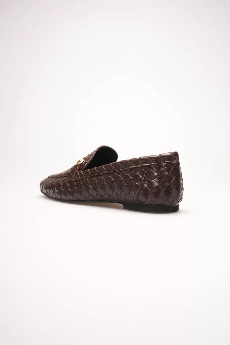 Fantastik Store Kadın Acı Kahve Örgü Desenli Tokalı Günlük Rahat Loafer Ayakkabı TR23MS09C görsel 6