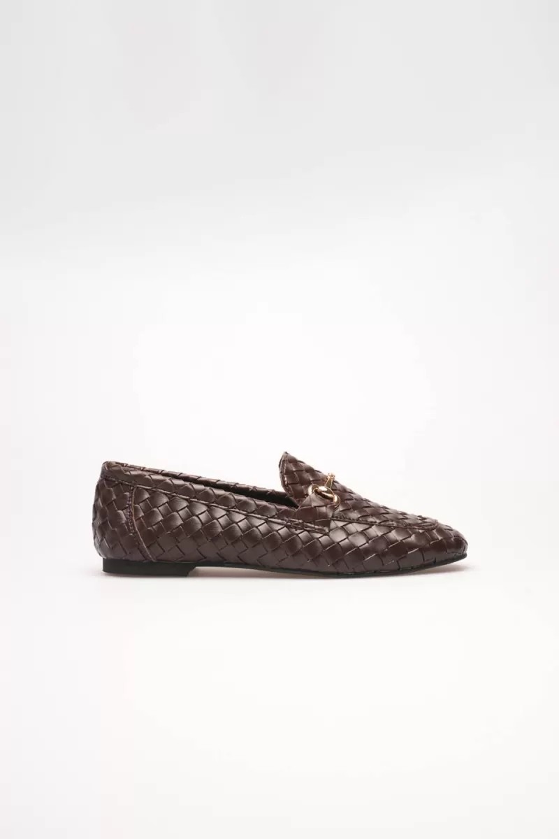 Fantastik Store Kadın Acı Kahve Örgü Desenli Tokalı Günlük Rahat Loafer Ayakkabı TR23MS09C görsel 7