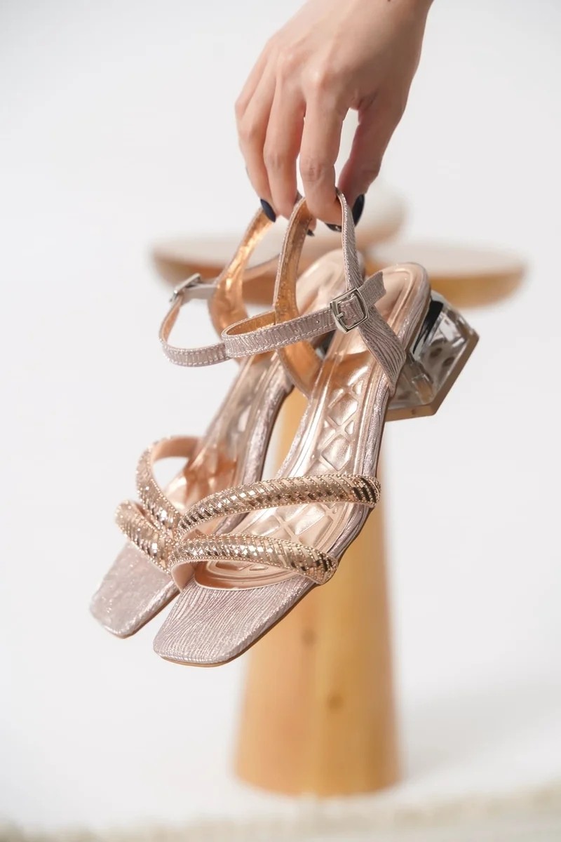 Fantastik Store Rose Gold Taşlı Kadın Topuklu Sandalet TR25MY04D görsel 7