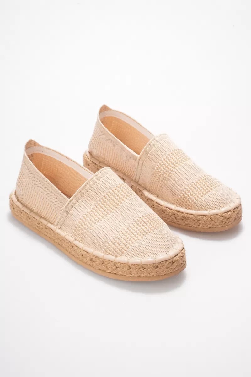 Fantastik Store Kadın Bej Triko Jüt Sargı El Yapımı Espadril TR44MY01C