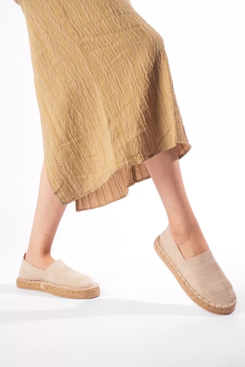 Fantastik Store Kadın Bej Triko Jüt Sargı El Yapımı Espadril TR44MY01C görsel 5