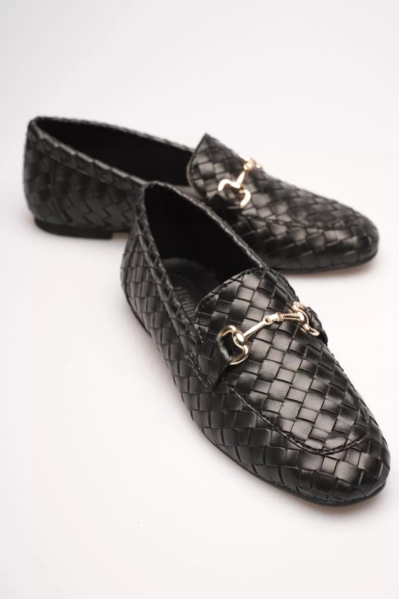 Fantastik Store Kadın Siyah Örgü Desenli Tokalı Günlük Rahat Loafer Ayakkabı TR23MS09A görsel 3
