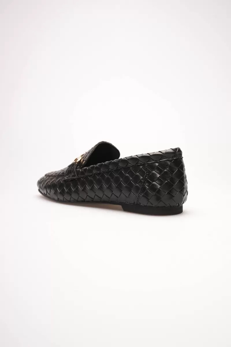 Fantastik Store Kadın Siyah Örgü Desenli Tokalı Günlük Rahat Loafer Ayakkabı TR23MS09A görsel 7