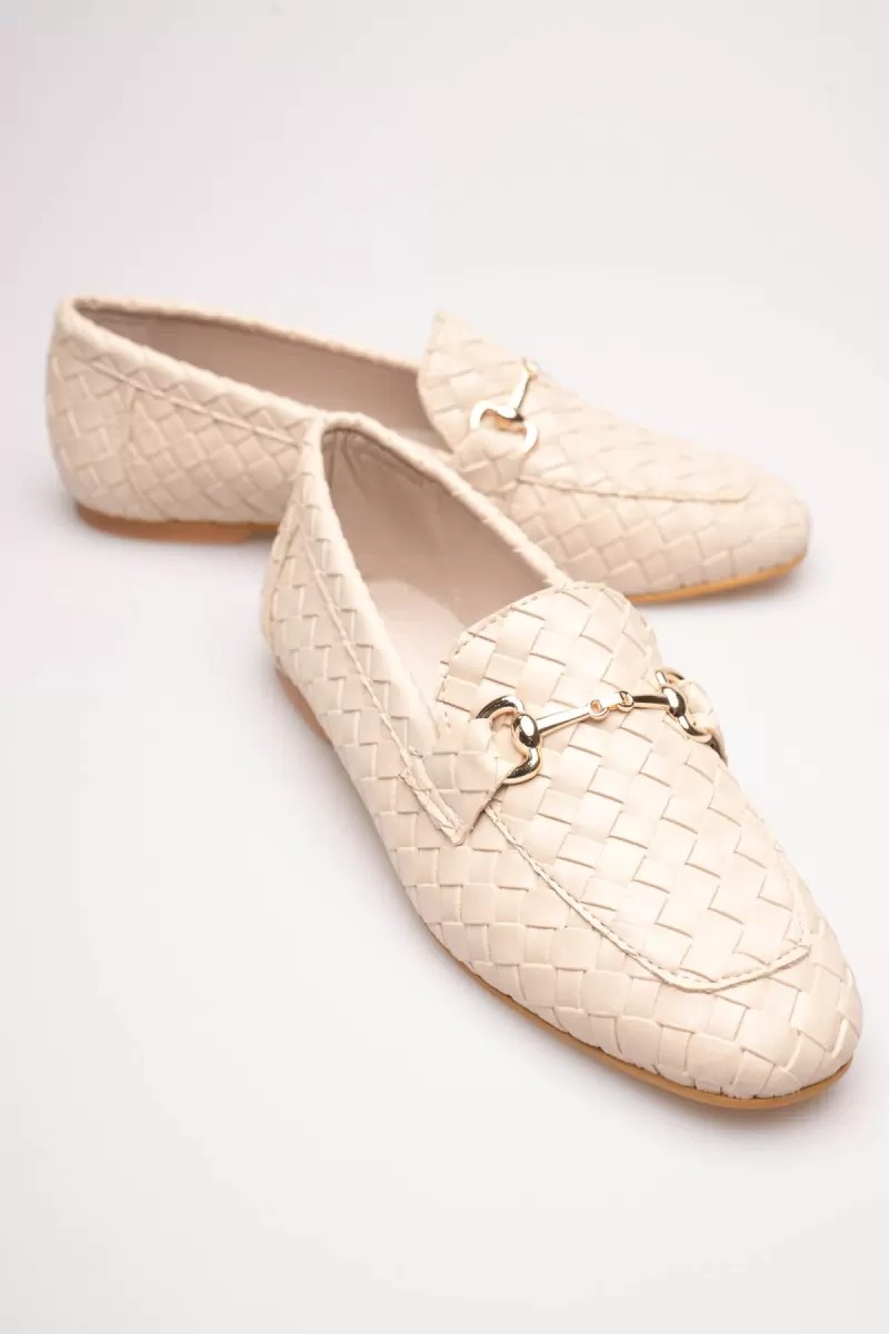 Fantastik Store Kadın Bej Örgü Desenli Tokalı Günlük Rahat Loafer Ayakkabı TR23MS09B görsel 4