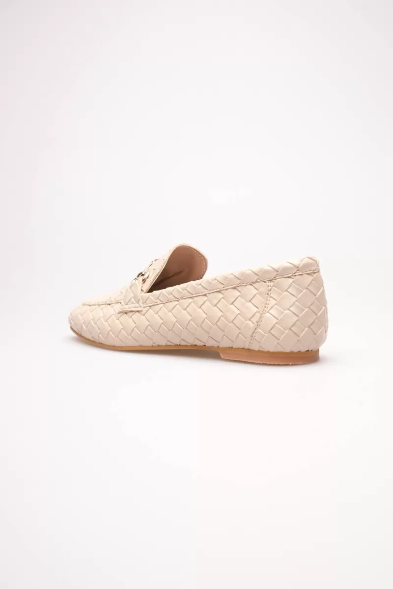 Fantastik Store Kadın Bej Örgü Desenli Tokalı Günlük Rahat Loafer Ayakkabı TR23MS09B görsel 6