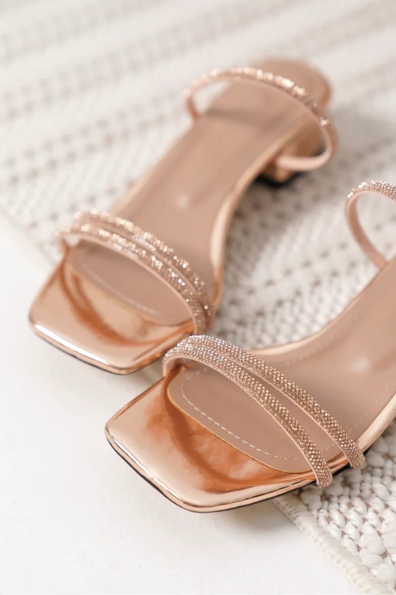 Fantastik Store Kadın Kalın Topuklu Rose Gold Terlik TR20MY14G görsel 3