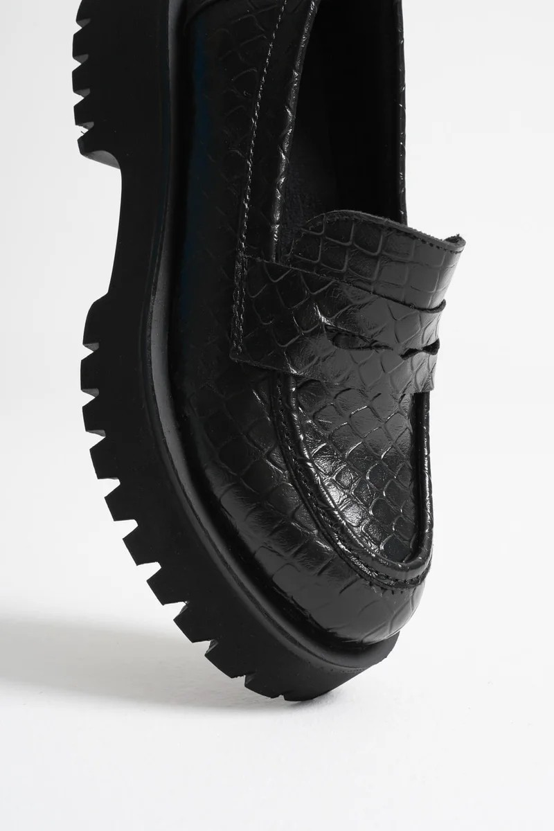 Fantastik Store Kadın Günlük Siyah Kroko Loafer Ayakkabı TR10MS02G görsel 6
