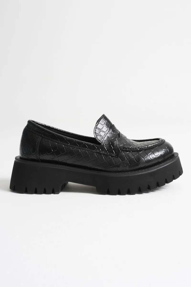 Fantastik Store Kadın Günlük Siyah Kroko Loafer Ayakkabı TR10MS02G görsel 7