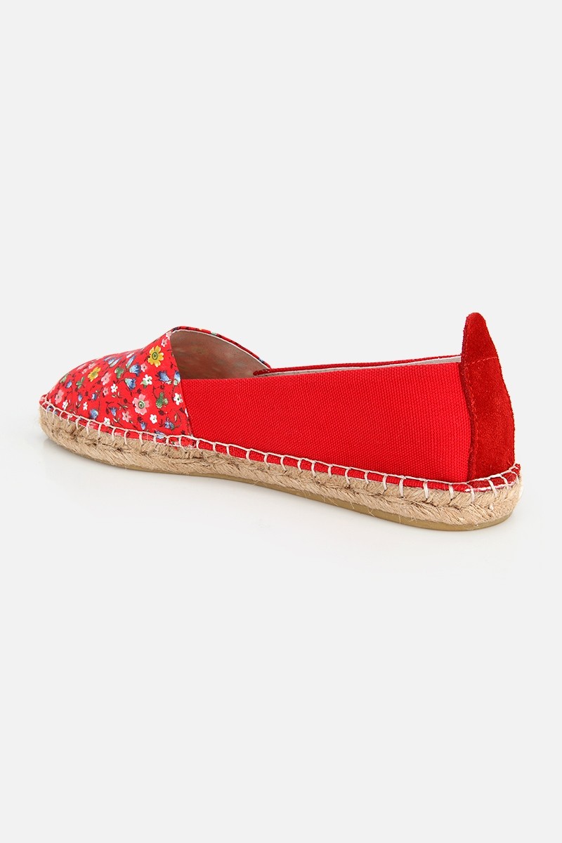 Su14 Tenny Kırmızı Çiçekli Kadın Düz Espadril görsel 3