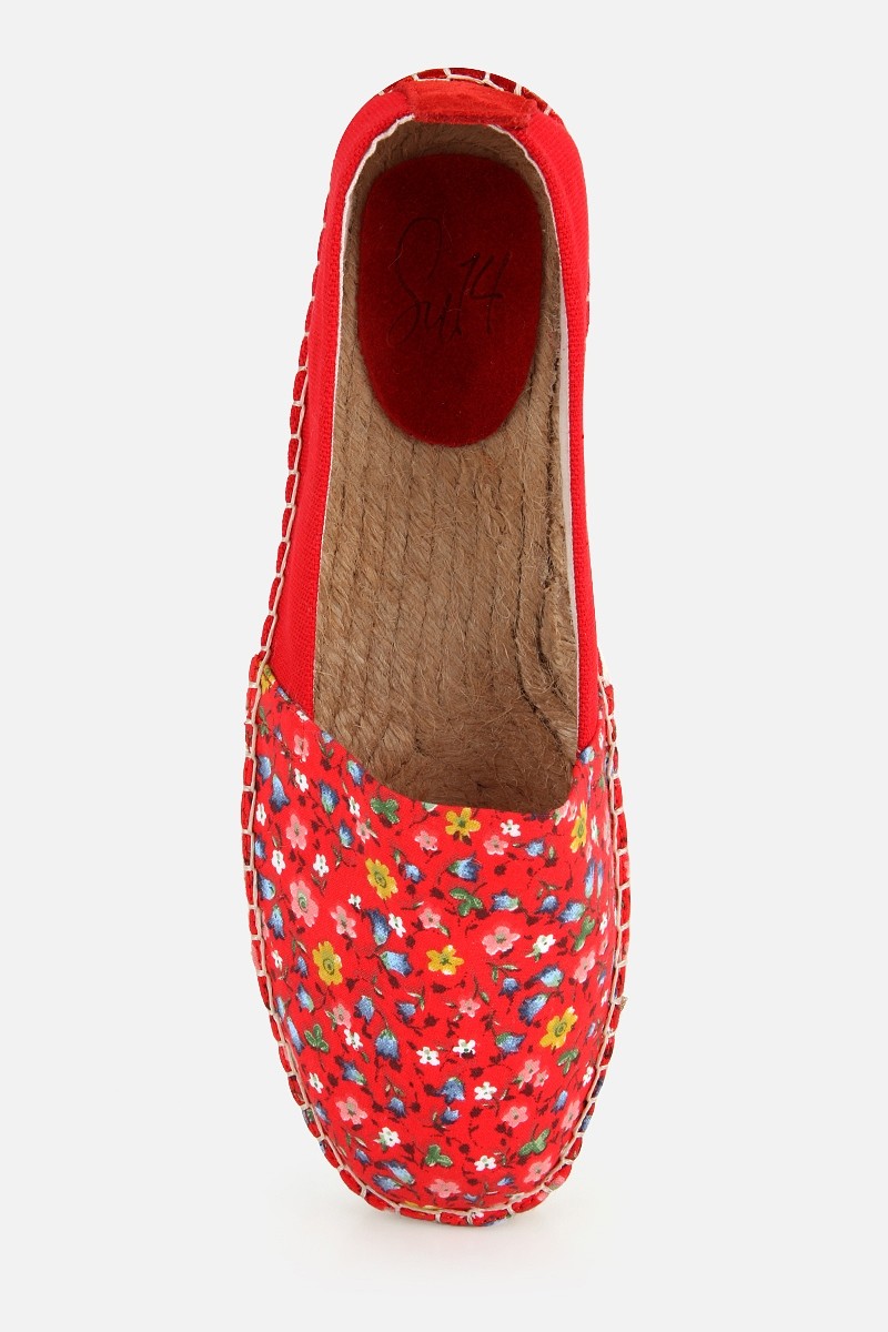 Su14 Tenny Kırmızı Çiçekli Kadın Düz Espadril görsel 4