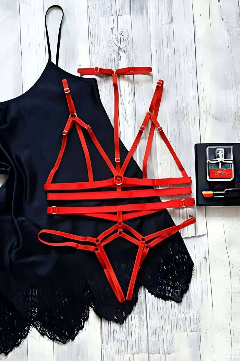Çamaşır Kenti String - Sütyen Lastik Harness Takım - BRF144