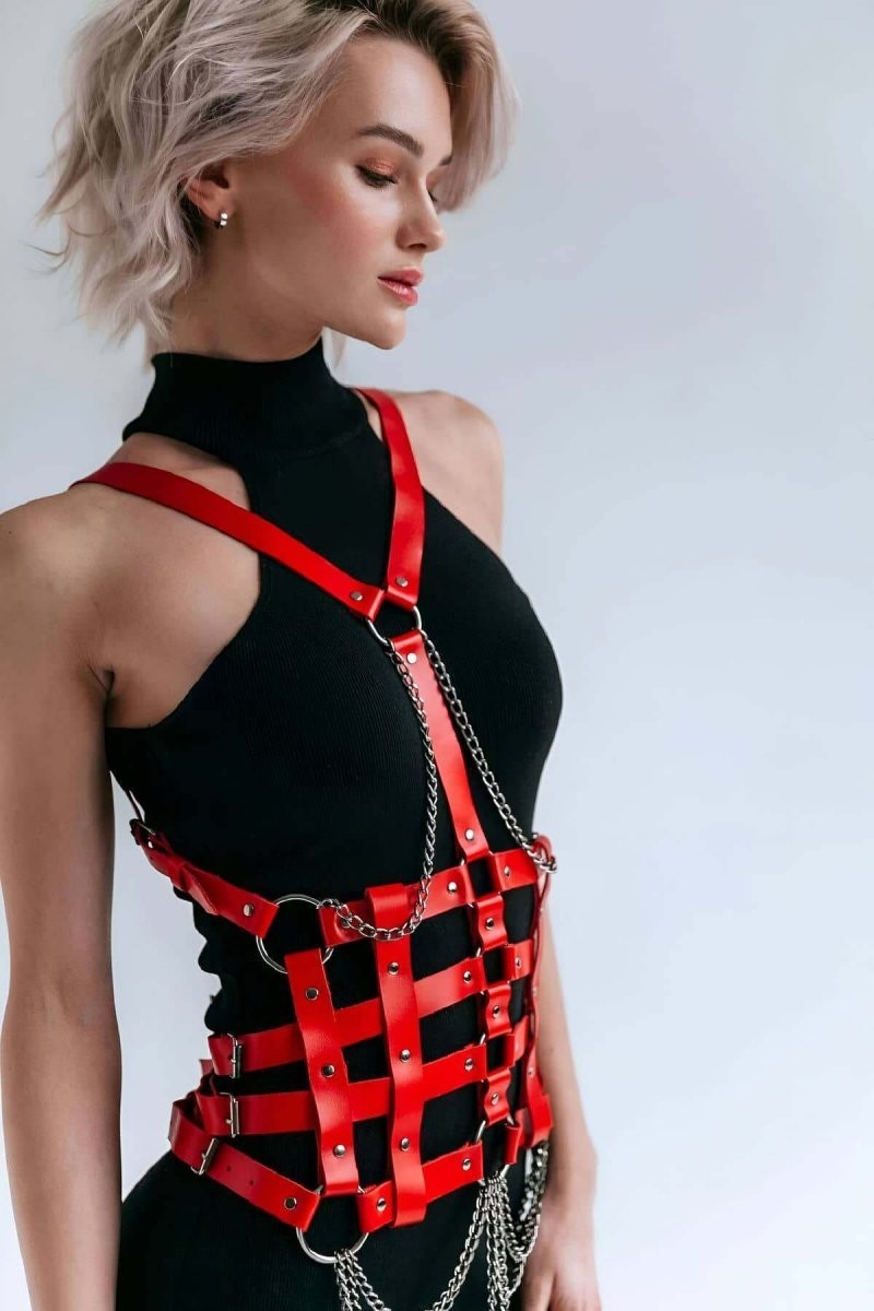 Çamaşır Kenti Elbise Üzeri Deri Kemer, Deri Elbise Kemeri, Deri Korse Harness - BRF1072