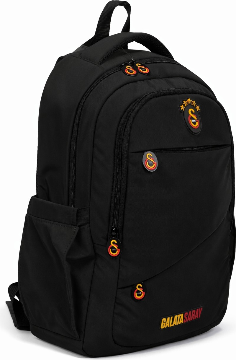 Galatasaray Lisanslı Siyah Sırt Çantası - Çapraz Cep Detaylı Laptop Bölmeli Okul Çantası görsel 2