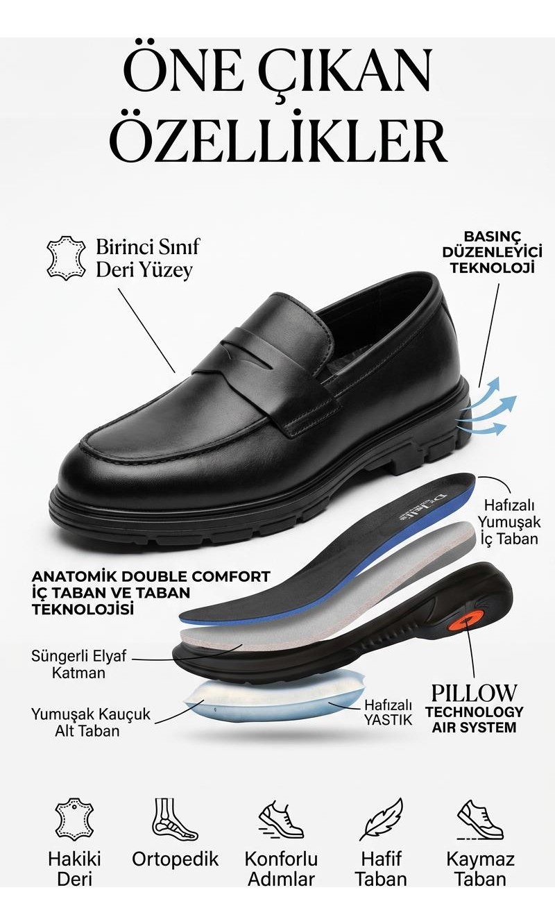 Komcero Dr.jells 6K3110-W2050 Erkek Hakiki Deri Anatomic Pıllow Technology Makosen Ayakkabı görsel 6