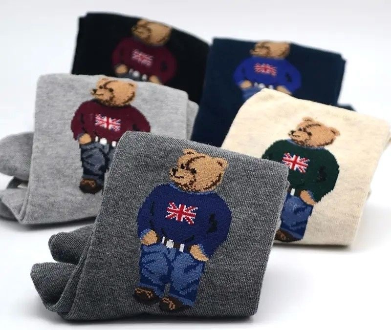 Çorap Kurdu 5’li Teddy Bear Desenli Renkli Soket Çorap Set görsel 2