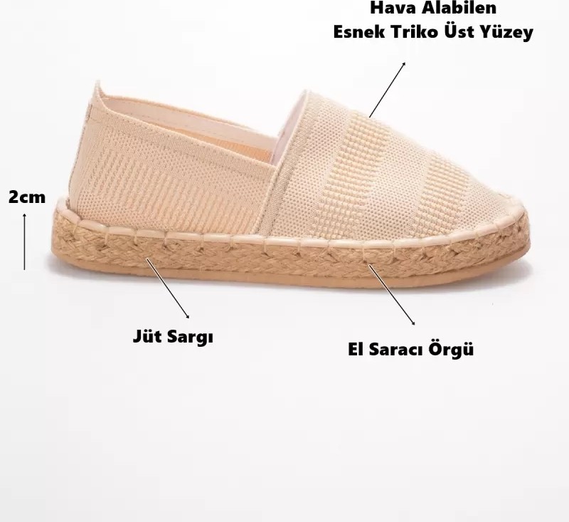 Fantastik Store Kadın Bej Triko Jüt Sargı El Yapımı Espadril TR44MY01C görsel 2