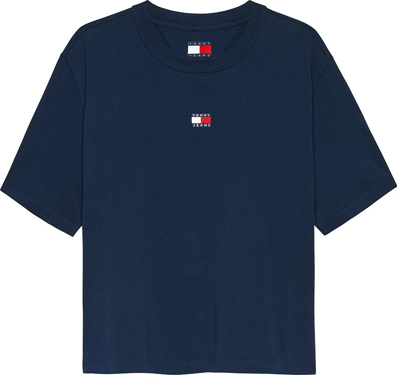 Tommy Hilfiger Kadın Bol Kesim Armalı Mavi T-Shirt DW0DW22202C1G