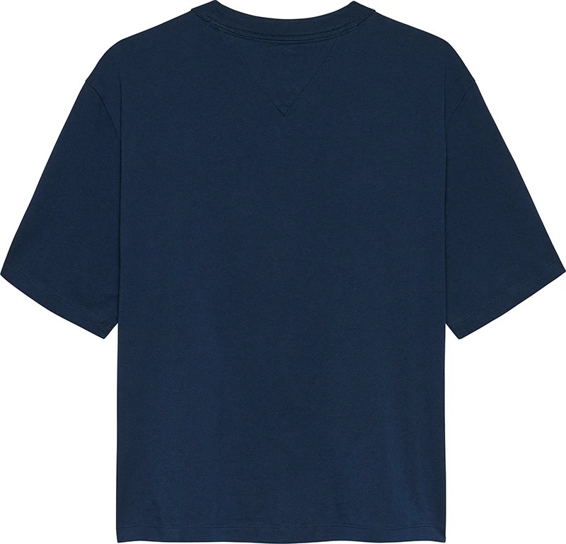 Tommy Hilfiger Kadın Bol Kesim Armalı Mavi T-Shirt DW0DW22202C1G görsel 2