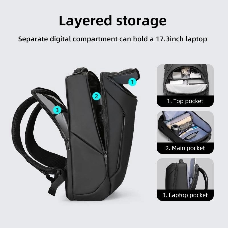 Mark Ryden Compacto Pro Çift Bölmeli Laptop Sırt Çantası MR9031Y_SJ00 Oxford Su Geçirmez Ergonomik Tasarım görsel 3
