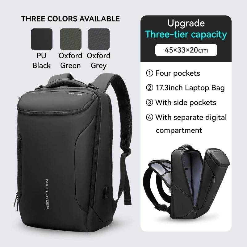 Mark Ryden Compacto Pro Çift Bölmeli Laptop Sırt Çantası MR9031Y_SJ00 Oxford Su Geçirmez Ergonomik Tasarım görsel 4